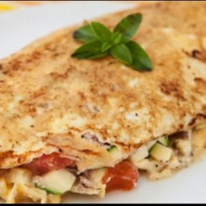 Omelete Recheado de Palmito, Queijo e Espinafre